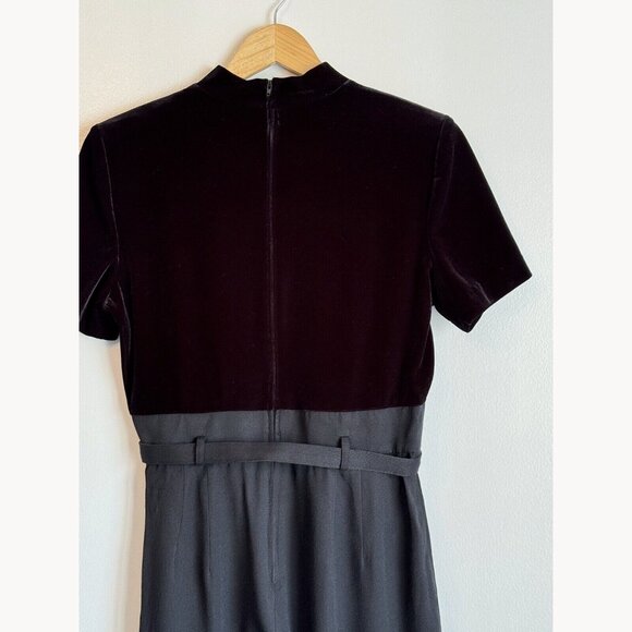 Vintage J.S.J Women’s 12P Black Velvet Top Y2K Jumpsuit 90s 80s Evening Holiday - Picture 6 of 10